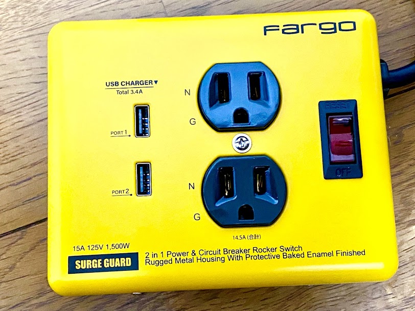 送料無料 ファーゴ fargo 電源タップ イエロー USB付き